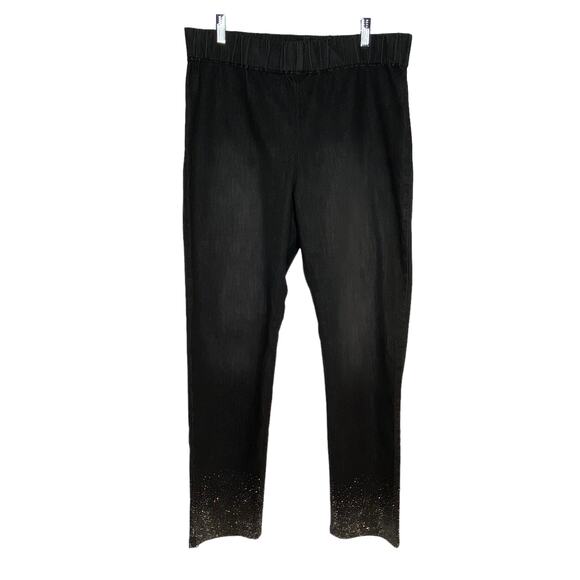Soft Surroundings Pants - Soft Surroundings Black Bling Pants Elastic Waist Pull On Sz L? See Measurements